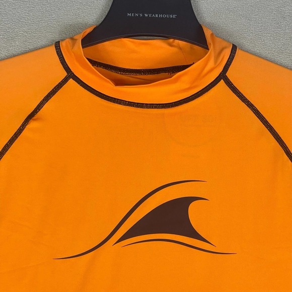 TSLA Mens M‎ Athletic T shirt Stretch UPF50+ Orange Mock Neck NWT - Picture 2 of 13